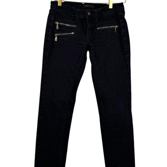 WORK Custom Shop Women’s Gold Zippers Skinny Moto Dark Wash Jeans size 28 0082 - Picture 4 of 11